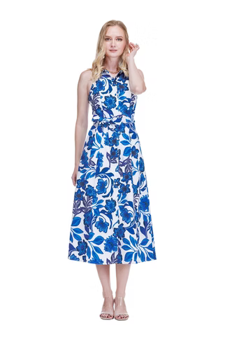 JADE Azure Petals Halter Maxi Dress