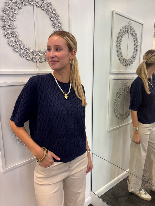 The Jenna Navy Round Neck Sweater