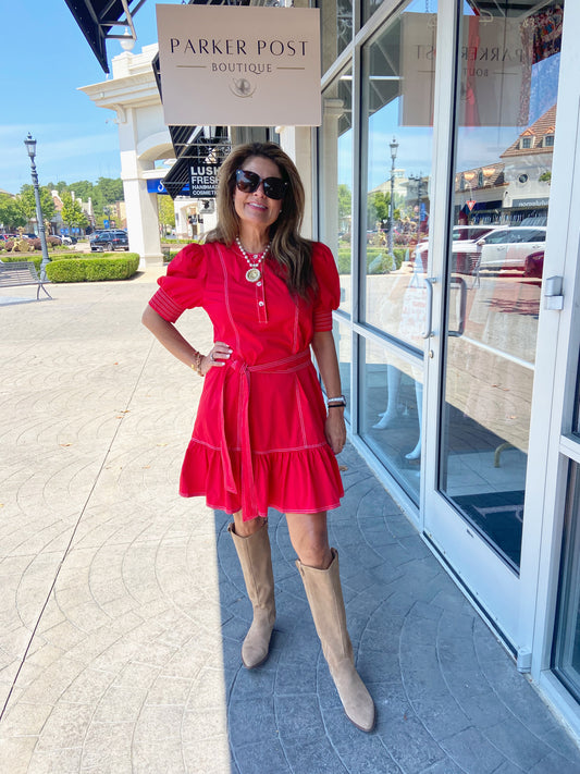CARTOLINA Red Bonnie Mini Dress