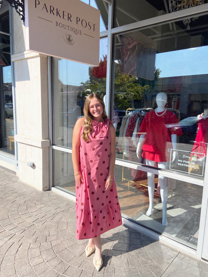 Maeven Polka Dot Halter Midi Dress
