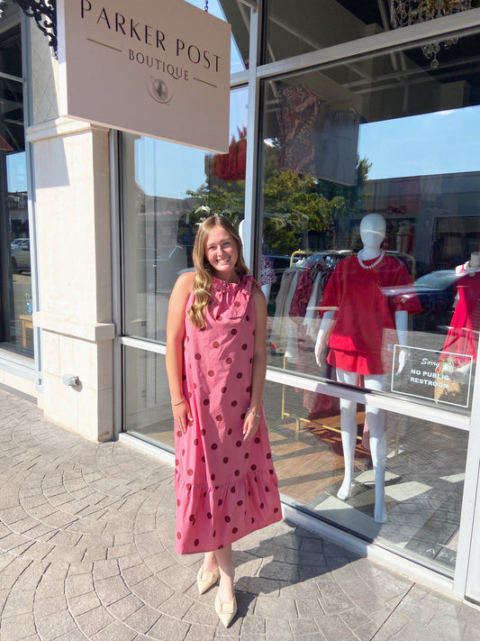 Maeven Polka Dot Halter Midi Dress