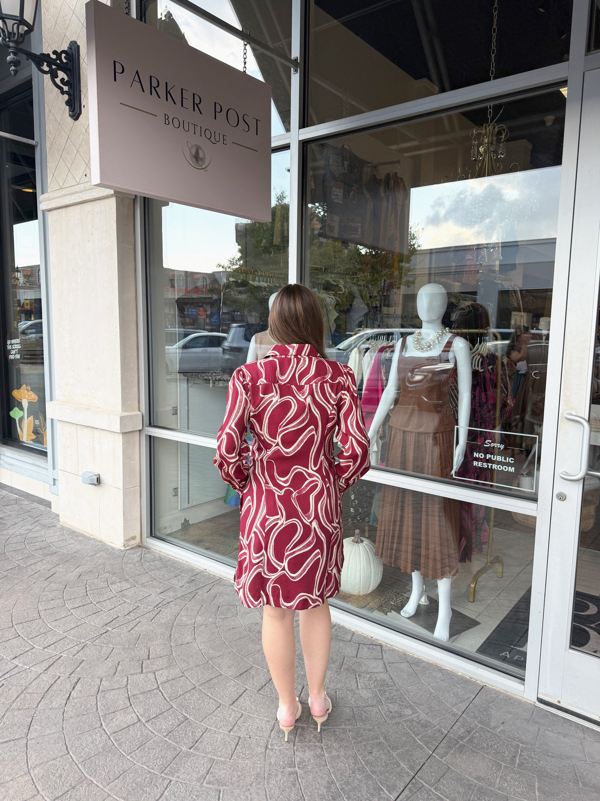 JADE Red Ribbons Front Tie Shirt Dress
