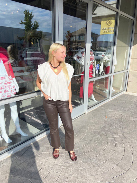 KUT Kelsey High Rise Chocolate Ankle Flaire Jean