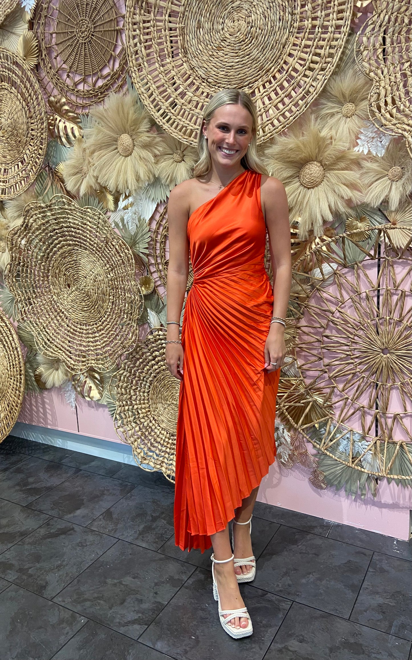 Karlie Poppy Satin One Shoulder Maxi Dress