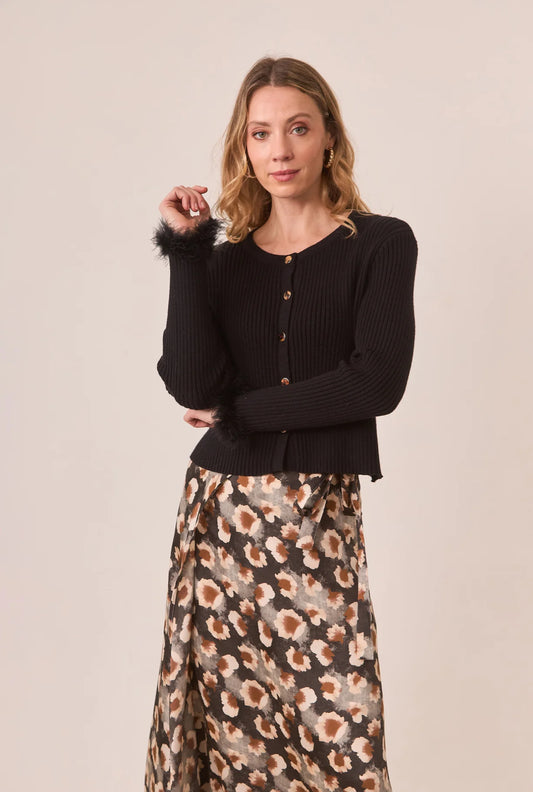 Sandy Cardigan with Fur Cuffs