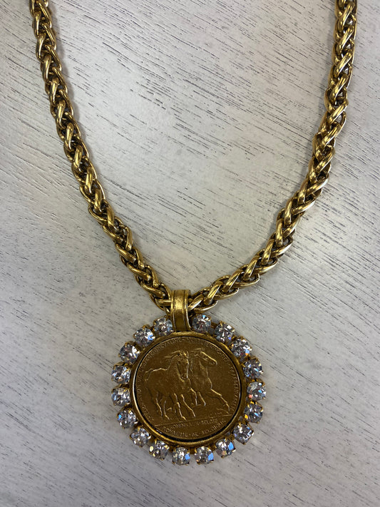 YOCHI Gold Derby Days Twin Horse Necklace