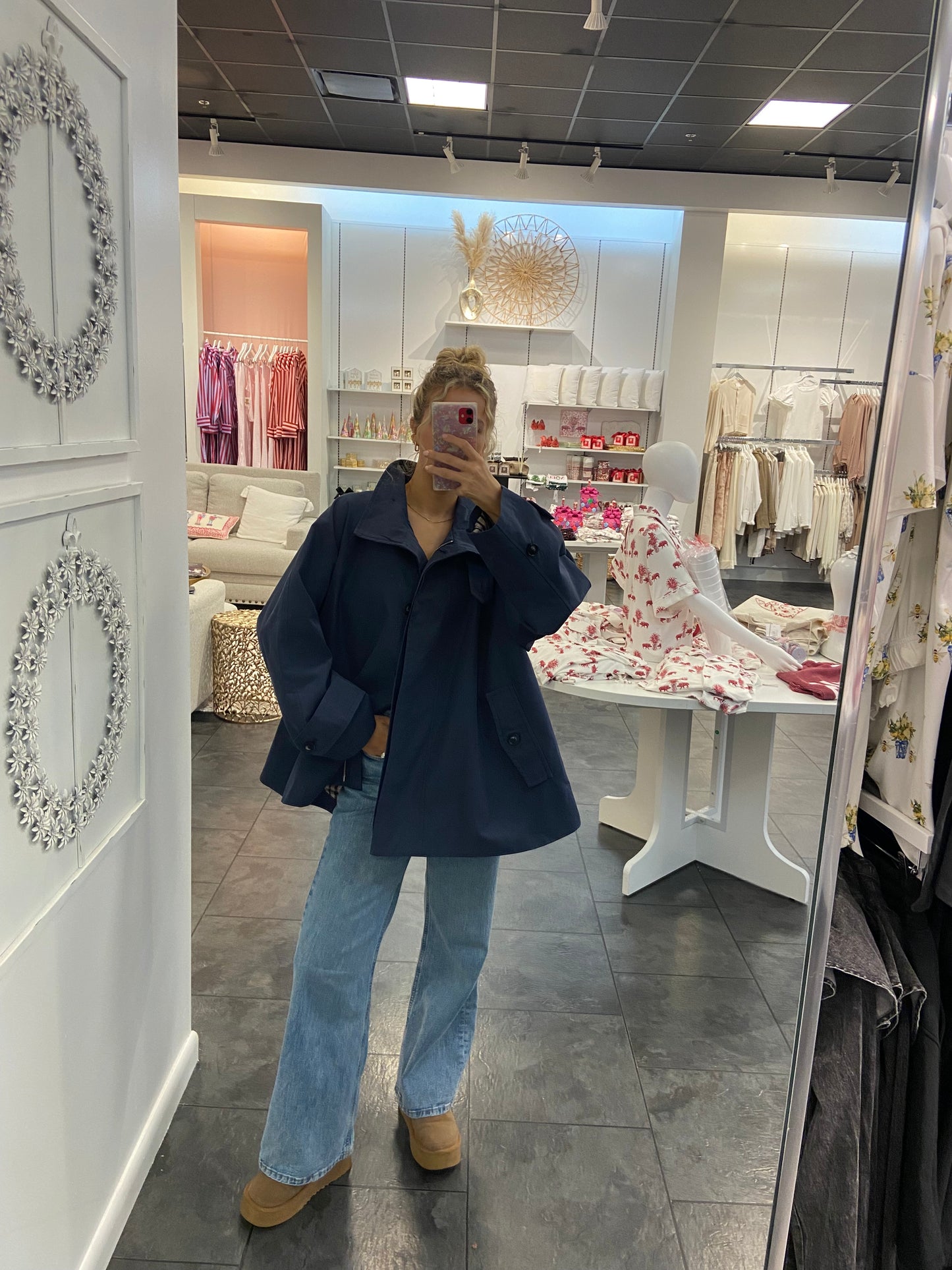 Easy Navy A- line Trench Jacket