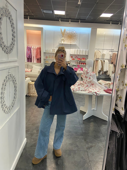 Easy Navy A- line Trench Jacket