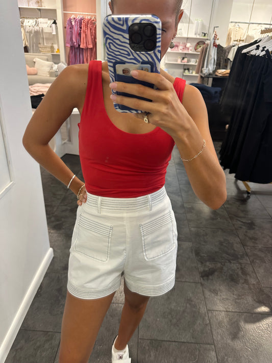 White with Black Trim Short