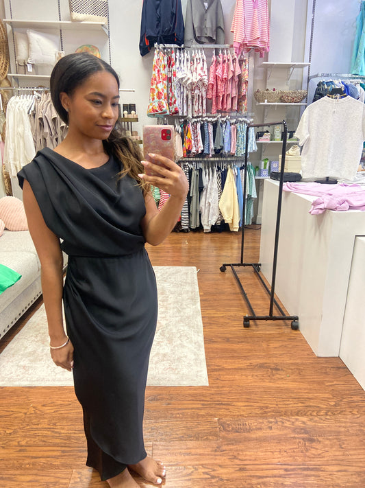 Bliss Black Silk Two Piece Skirt Set