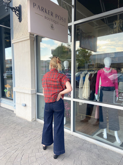 Maggie Red Plaid Top