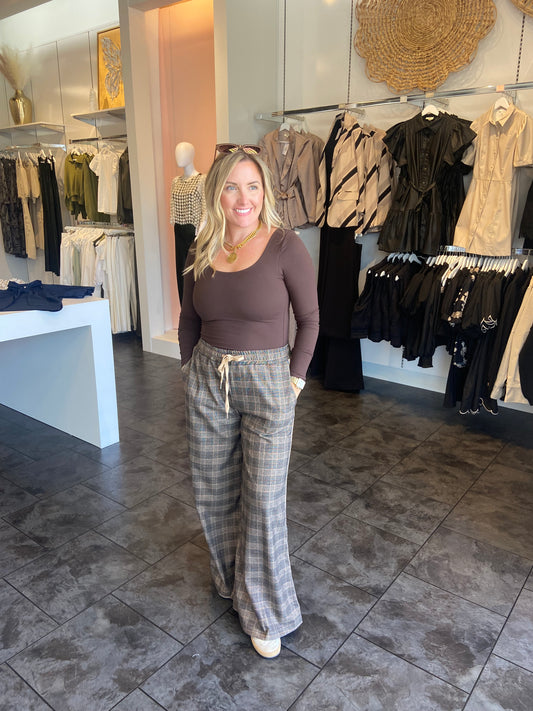 The Mandy Brown Plaid Pant