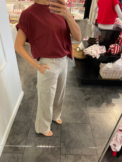 LYSSE Callie Patent Foil Vegan Suede Cargo Pant