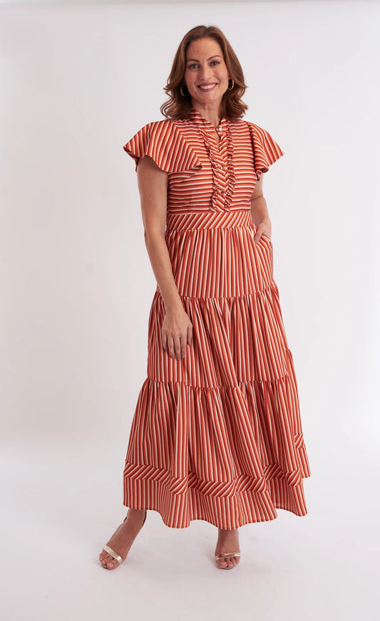 CK Bradley Doon Dress - Terracotta Stripe