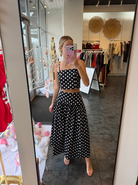 Sweet Polka Dot  Maxi Skirt and Crop Top