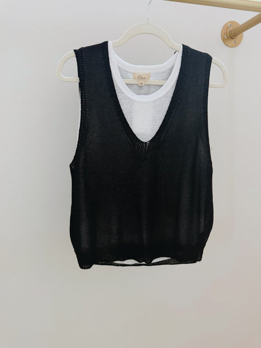 ELAN Ona Black Sleeveless Sweater