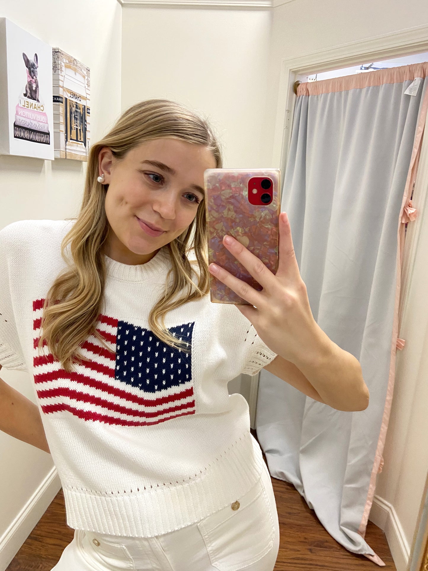 American Flag Graphic Knitted Sweater