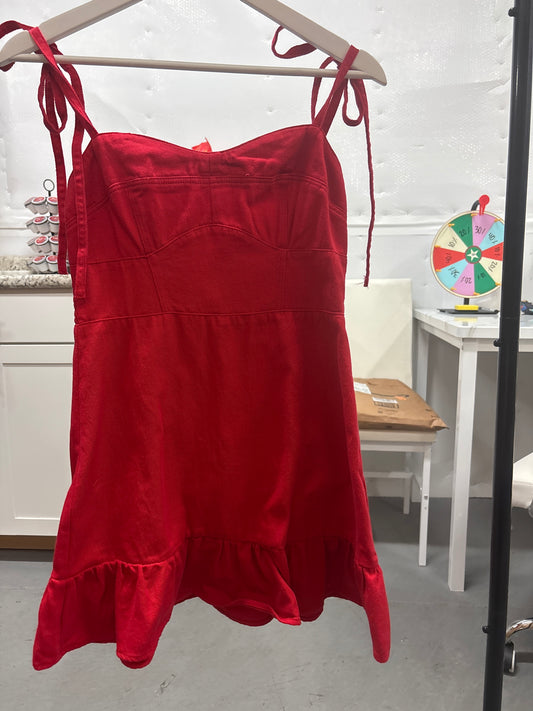 Michelle Red Denim Mini Dress