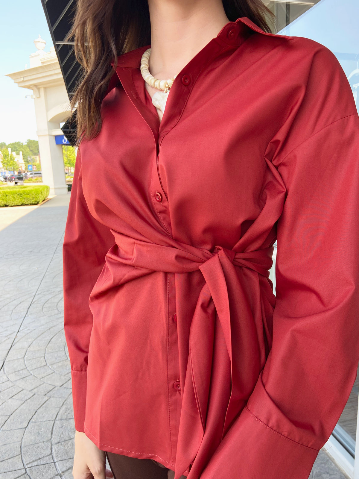 JADE Wine Side Wrap TunicBlouse
