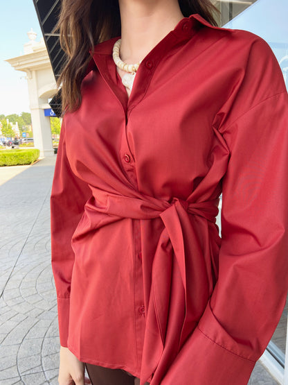 JADE Wine Side Wrap TunicBlouse