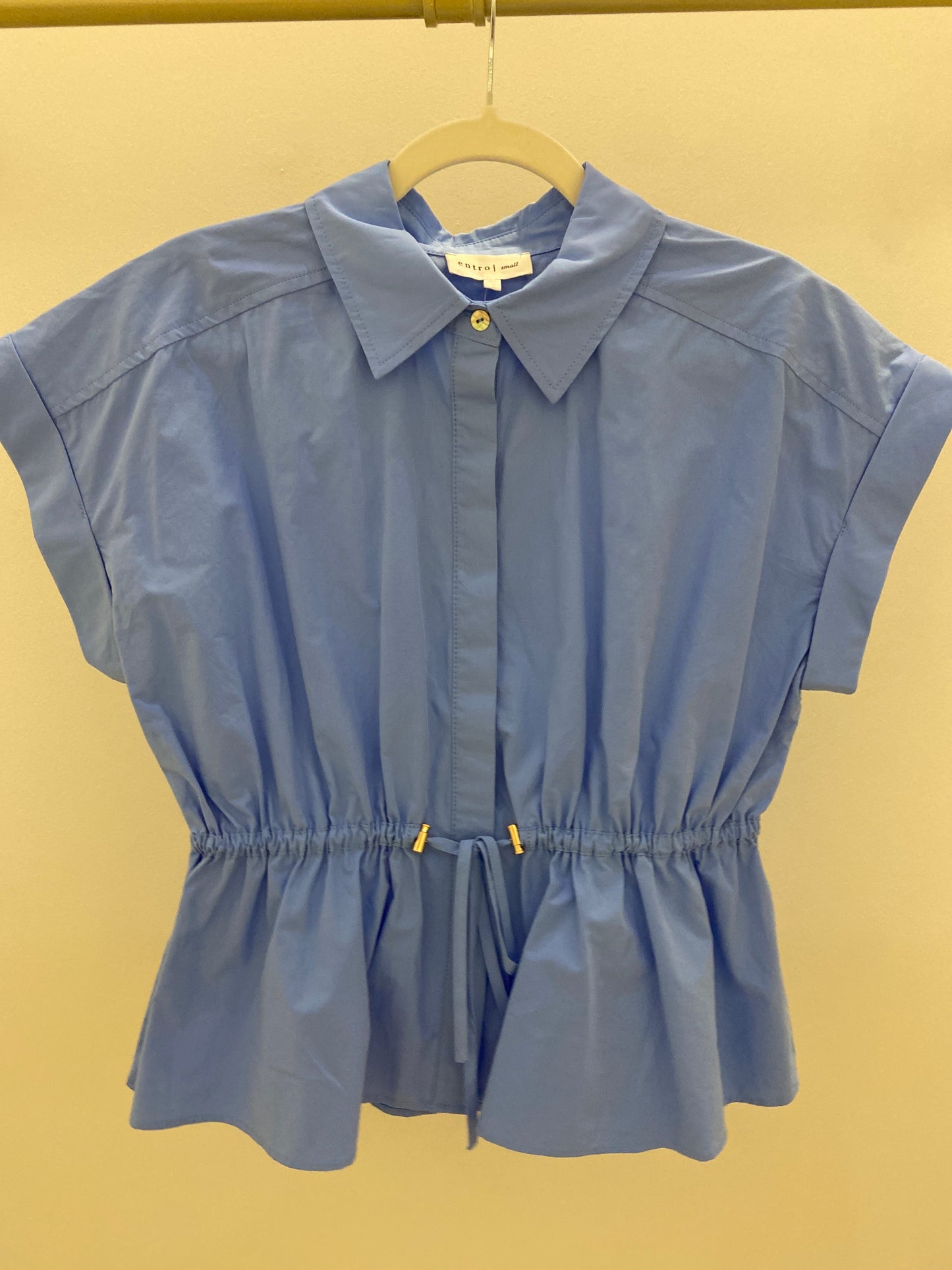 Marissa Blue Peplum Button Front Blouse