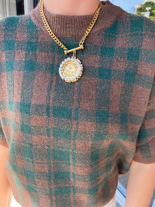 Marty Checkered Crop Sweater