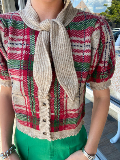 Vixen Taupe Plaid Sweater