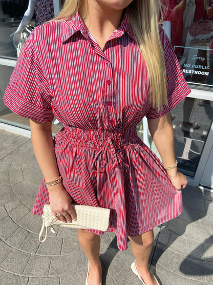 Merit Burgundy Stripe Mini Dress