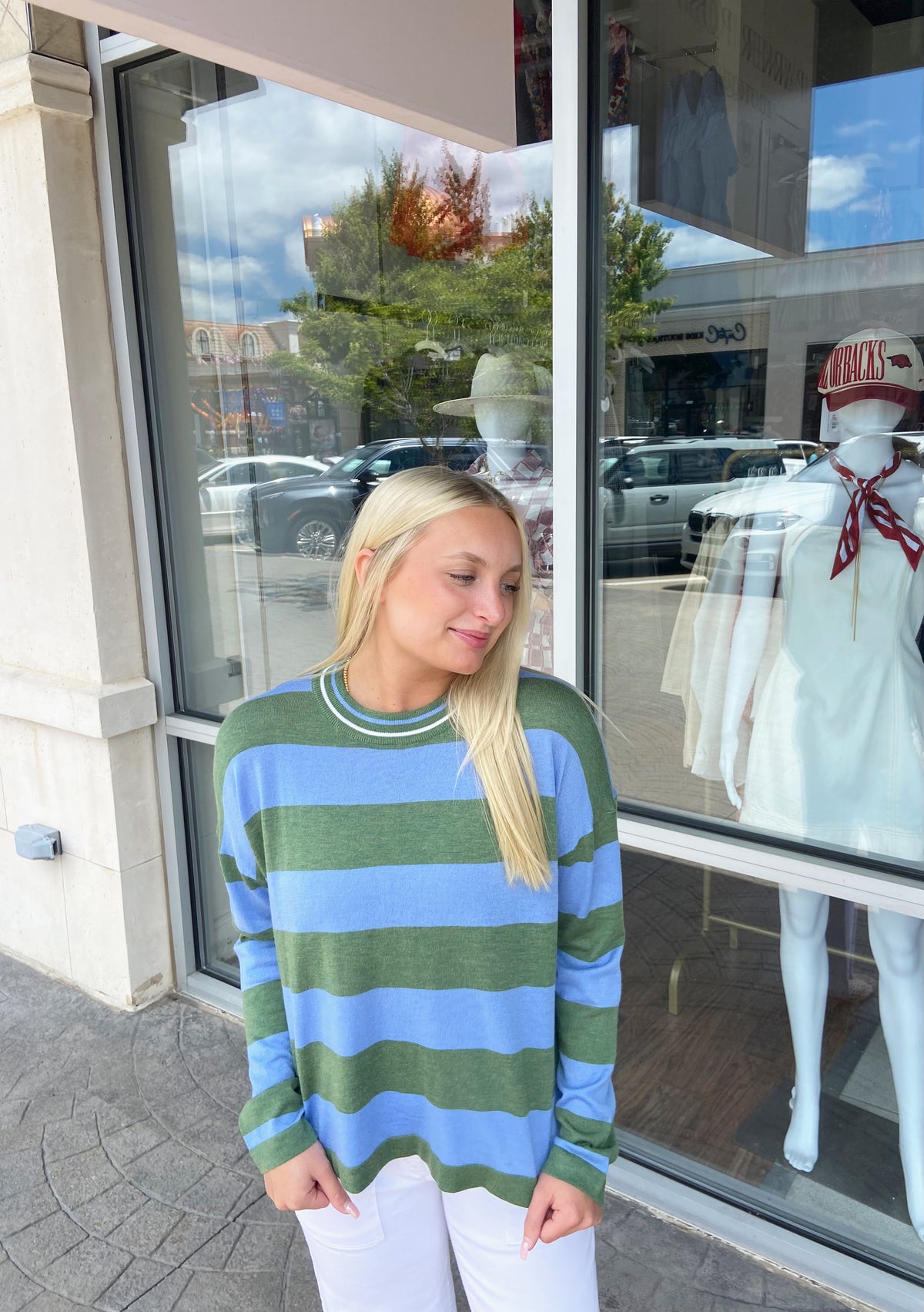 FRNCH Ivana Blue and Green Sweater
