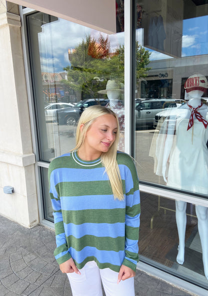 FRNCH Ivana Blue and Green Sweater
