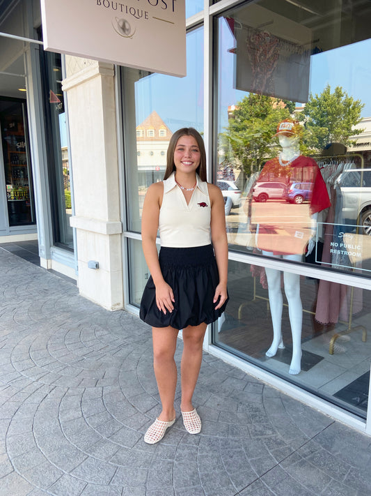 KARLIE Black Bubble Skort
