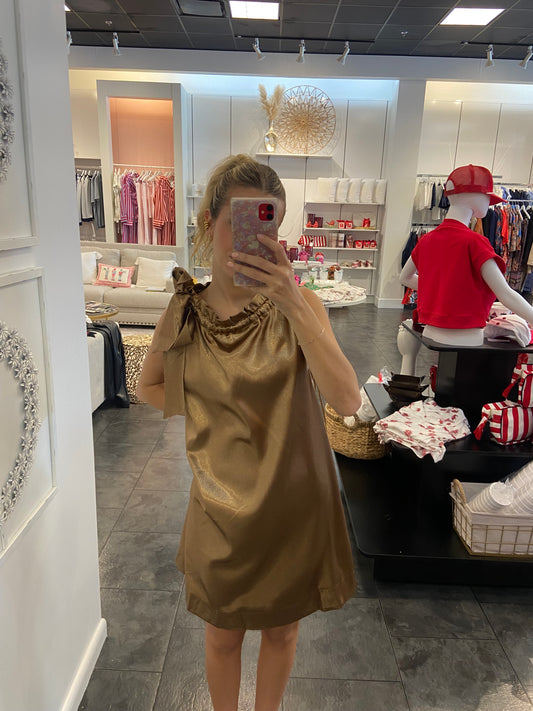 Gold Sleeveless Cocktail Dress