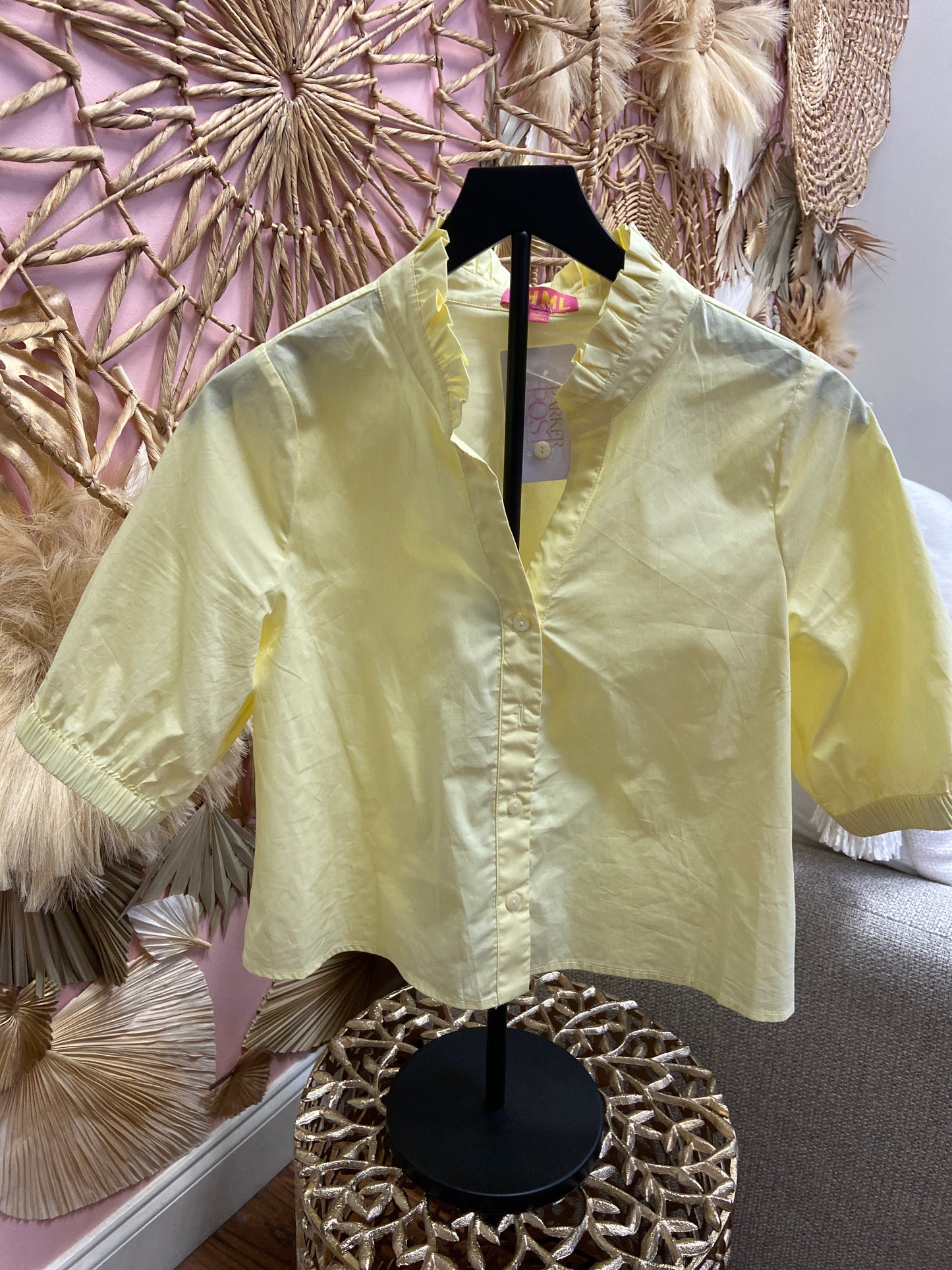 Jackie Yellow Short Sleeve Top