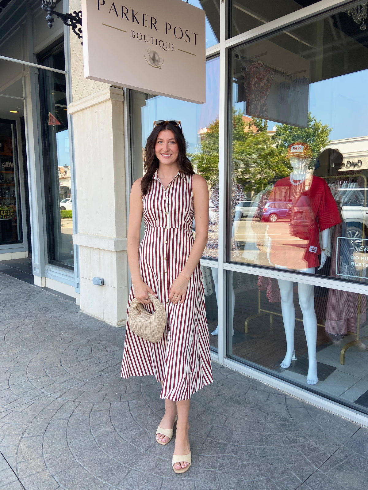Gidget Burgundy Stripe Midi Dress