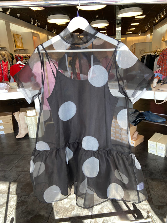 Betty B/W Sheer Polka Dot Dress rx