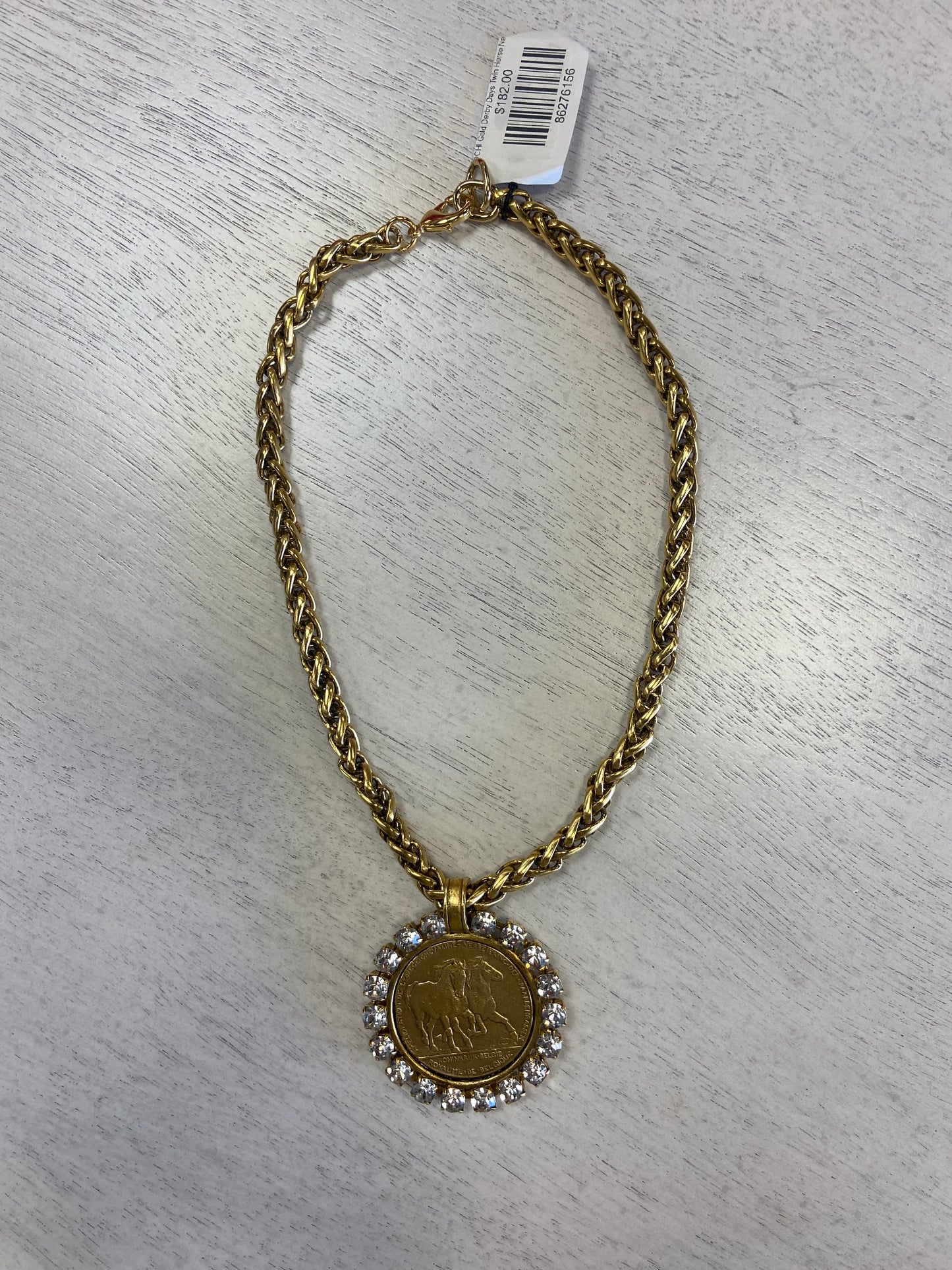 YOCHI Gold Derby Days Twin Horse Necklace