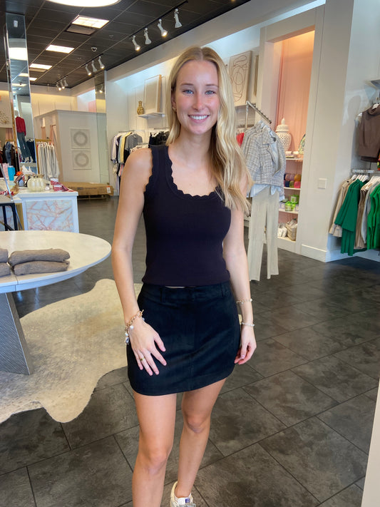Mallory Black Mini Faux Suede Mini Skirt