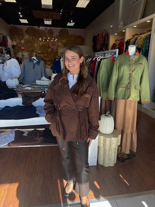 Daisy Brown Oversized Swing Jacket