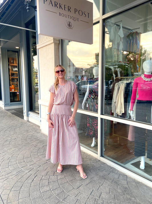 Abby Pink/Brown Maxi Skirt and Top Set