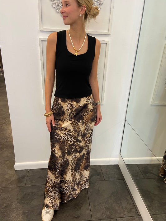 Girls Night Animal Print Maxi Skirt