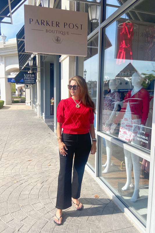 Ruby Red Short Sleeve Sweater