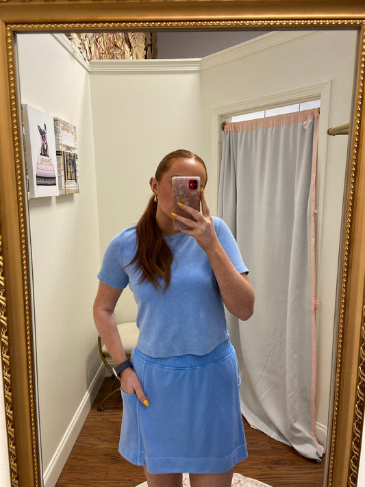 Oceanic Ribbed T-shirt and Skort Set