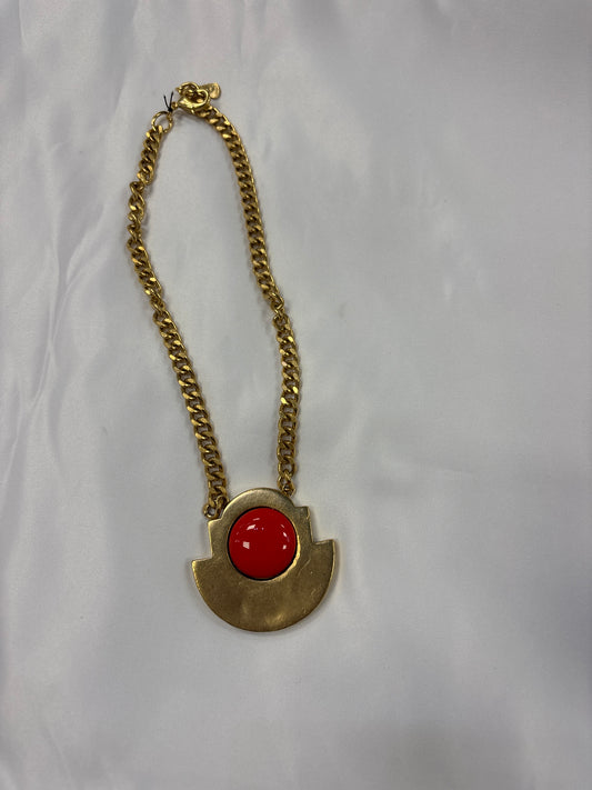 YOCHI Large Coral Gold Necklace