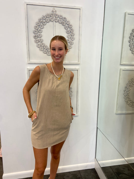 Easy On Taupe Sleeveless Pocket Dress
