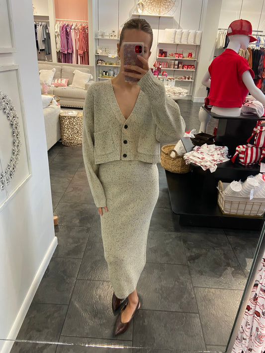 Comfy Cozy Relaxed Cardigan and Skirt Set
