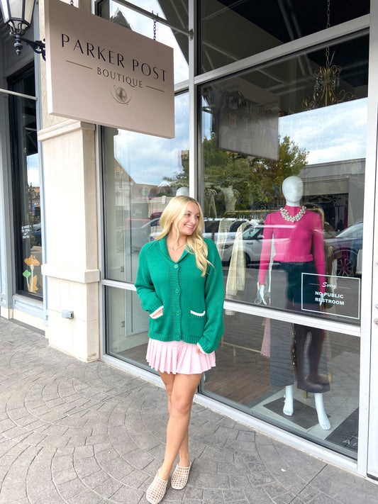Golf Varsity Heart Green Cardigan