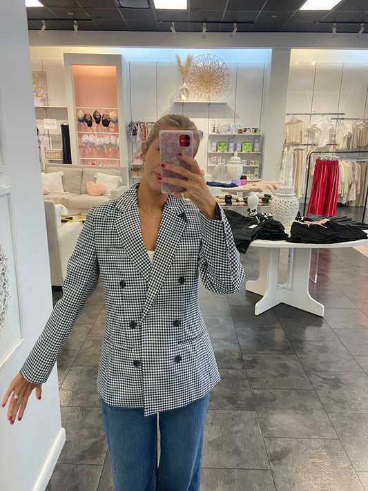New Yorker Black Check Double Breasted Blazer