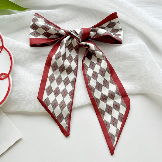 Red and Olive Argyle Twilly Scarf