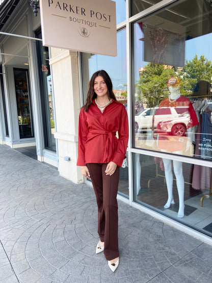 JADE Wine Side Wrap TunicBlouse