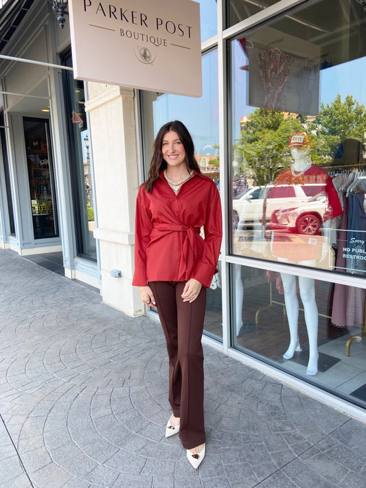 JADE Brown Front Seam Knit Pant